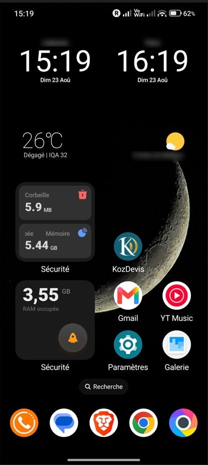 Icône KozDevis sur l'écran d'accueil d'un téléphone Android, après installation